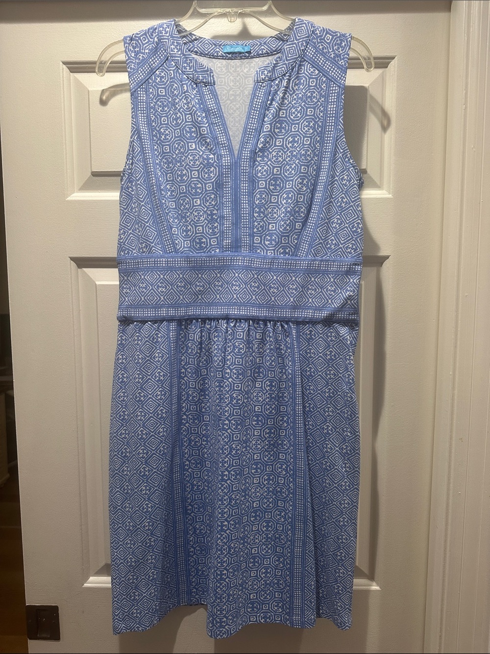 J. McLaughlin Light Blue Printed Sleeveless Midi Dress (M)